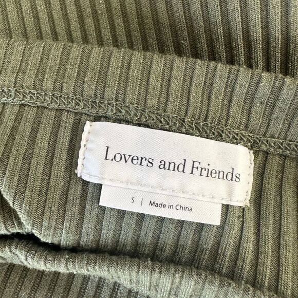 Lovers & Friends Army Green Square Neck Thin Strap Rib Knit Bodycon Mini Small - Picture 8 of 14